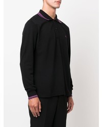 Мужской черный свитер с воротником поло с вышивкой от Etro