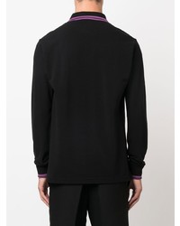 Мужской черный свитер с воротником поло с вышивкой от Etro