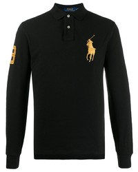 Мужской черный свитер с воротником поло с вышивкой от Polo Ralph Lauren