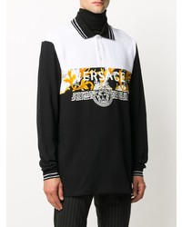 Мужской черный свитер с воротником поло с принтом от Versace