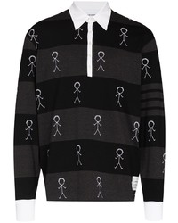 Мужской черный свитер с воротником поло с принтом от Thom Browne