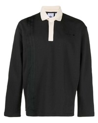 Мужской черный свитер с воротником поло от adidas