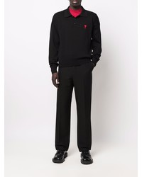 Мужской черный свитер с воротником поло от Ami Paris