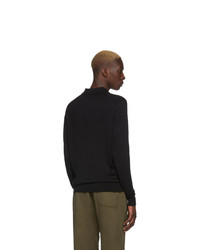 Мужской черный свитер с воротником поло от Sunspel