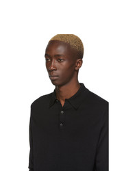 Мужской черный свитер с воротником поло от Sunspel