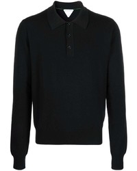 Мужской черный свитер с воротником поло от Bottega Veneta