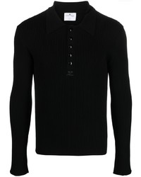 Мужской черный свитер с воротником поло от Courrèges