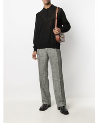 Мужской черный свитер с воротником поло от Jil Sander