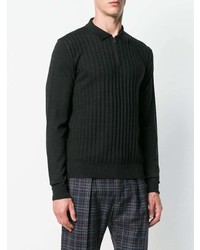 Мужской черный свитер с воротником поло от Corneliani