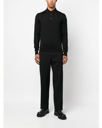 Мужской черный свитер с воротником поло от Zegna