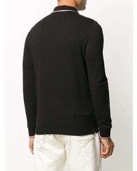 Мужской черный свитер с воротником поло от Moncler