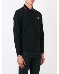 Мужской черный свитер с воротником поло от Moncler