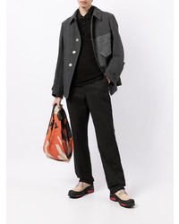 Мужской черный свитер с воротником поло от Lanvin