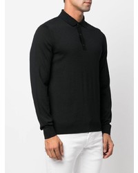 Мужской черный свитер с воротником поло от BOSS