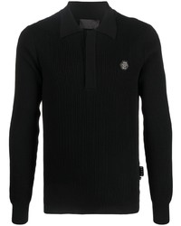 Мужской черный свитер с воротником поло от Philipp Plein