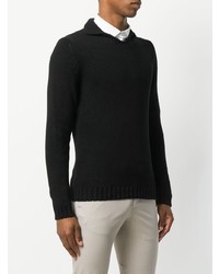 Мужской черный свитер с воротником поло от Zanone