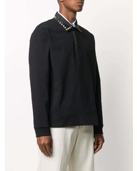 Мужской черный свитер с воротником поло от Valentino