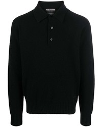 Мужской черный свитер с воротником поло от Tom Ford
