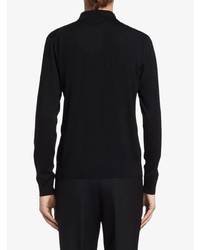 Мужской черный свитер с воротником поло от Prada