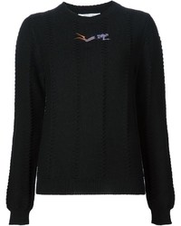 Женский черный свитер с вышивкой от Carven