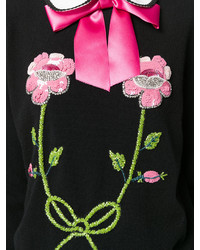 Женский черный свитер с вышивкой от Gucci