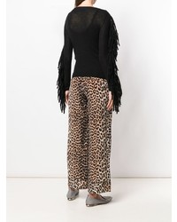 Женский черный свитер с круглым вырезом c бахромой от Max Mara