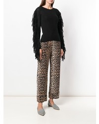 Женский черный свитер с круглым вырезом c бахромой от Max Mara