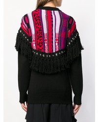 Женский черный свитер с круглым вырезом c бахромой от Laneus