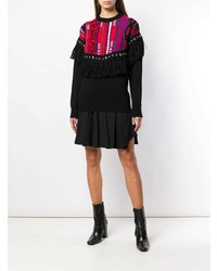 Женский черный свитер с круглым вырезом c бахромой от Laneus