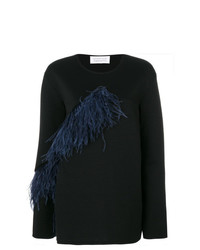 Женский черный свитер с круглым вырезом c бахромой от Gianluca Capannolo