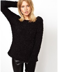 Женский черный свитер с круглым вырезом букле от Asos