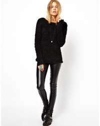 Женский черный свитер с круглым вырезом букле от Asos