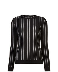 Черный свитер с круглым вырезом в вертикальную полоску