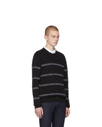 Мужской черный свитер с круглым вырезом в горизонтальную полоску от Versace
