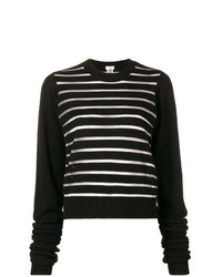 Женский черный свитер с круглым вырезом в горизонтальную полоску от Comme Des Garçons Noir Kei Ninomiya