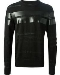 Мужской черный свитер с круглым вырезом в горизонтальную полоску от Givenchy