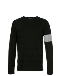 Мужской черный свитер с круглым вырезом в горизонтальную полоску от GUILD PRIME