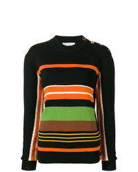 Женский черный свитер с круглым вырезом в горизонтальную полоску от JW Anderson