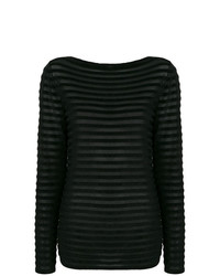 Женский черный свитер с круглым вырезом в горизонтальную полоску от Max Mara