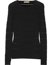 Женский черный свитер с круглым вырезом в горизонтальную полоску от Michael Kors