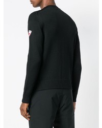 Мужской черный свитер с круглым вырезом в горизонтальную полоску от Rossignol