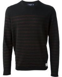 Мужской черный свитер с круглым вырезом в горизонтальную полоску от Paul Smith