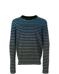 Мужской черный свитер с круглым вырезом в горизонтальную полоску от Ps By Paul Smith