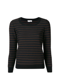 Женский черный свитер с круглым вырезом в горизонтальную полоску от Sonia Rykiel