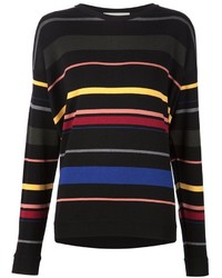 Женский черный свитер с круглым вырезом в горизонтальную полоску от Stella McCartney