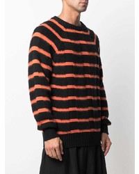 Мужской черный свитер с круглым вырезом в горизонтальную полоску от Moschino