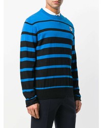 Мужской черный свитер с круглым вырезом в горизонтальную полоску от Lanvin