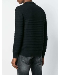 Мужской черный свитер с круглым вырезом в горизонтальную полоску от Dondup