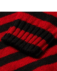 Мужской черный свитер с круглым вырезом в горизонтальную полоску от Saint Laurent