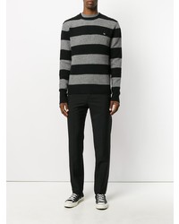Мужской черный свитер с круглым вырезом в горизонтальную полоску от McQ Alexander McQueen